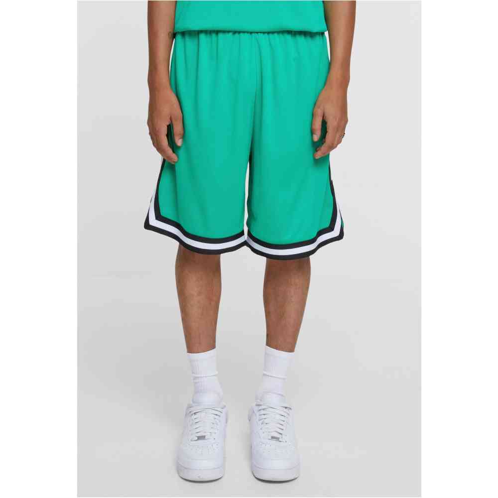 Urban Classics - Stripes Mesh Pantalon court - Vert/Noir